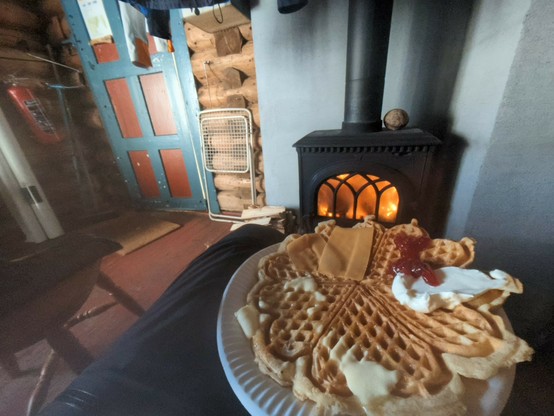 Freshly made waffles in the cabin 