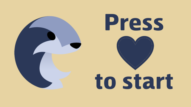 the text "press heart to start" is shown on the left, with the heart being an emoji and the logo of lem on the left 